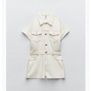 Denim Jumpsuit Oyster White Zara NWT